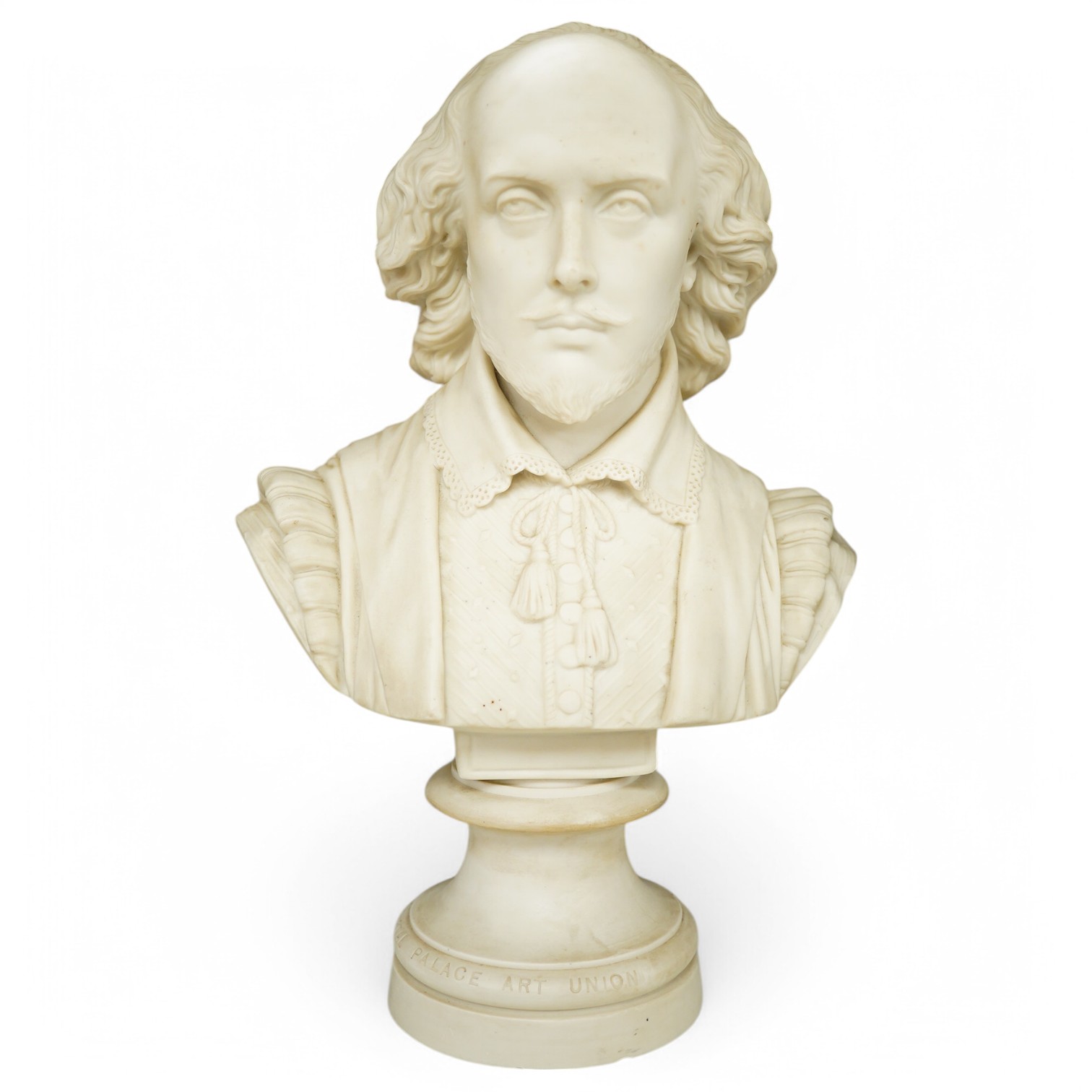 A Crystal Palace Art Union Copeland Parian bust of Shakespeare, published March 1 1864. Condition - fair, some surface dirt.